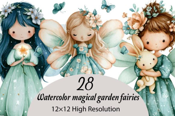 Download Watercolor Magical Garden Fairies - Premium Bundle